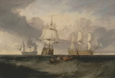 Die Victory kehrt von Trafalgar zurück, in drei Positionen